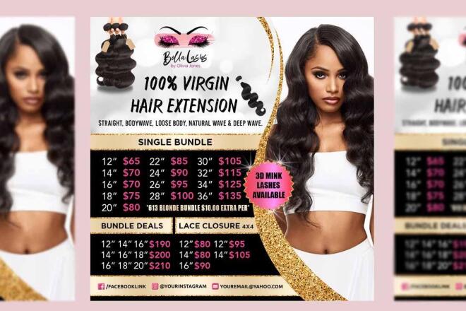 I will design hair extension salon beauty women flyer for 10 freelancer Osama Iqbal osamaiqbal223 Kwork